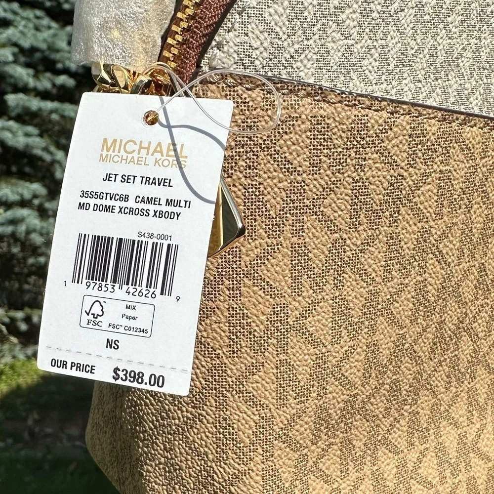 Michael Kors Jet Set color block crossbody Camel NWT - Picture 4 of 12